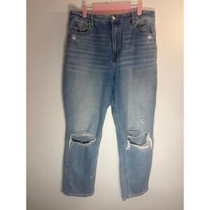 American Eagle Outfitters Light Blue Straight Leg Ripped Jeans